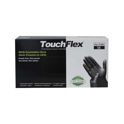 Touchflex Intco Latex Gloves Touchflex-Black Nitrile Gloves BX/100