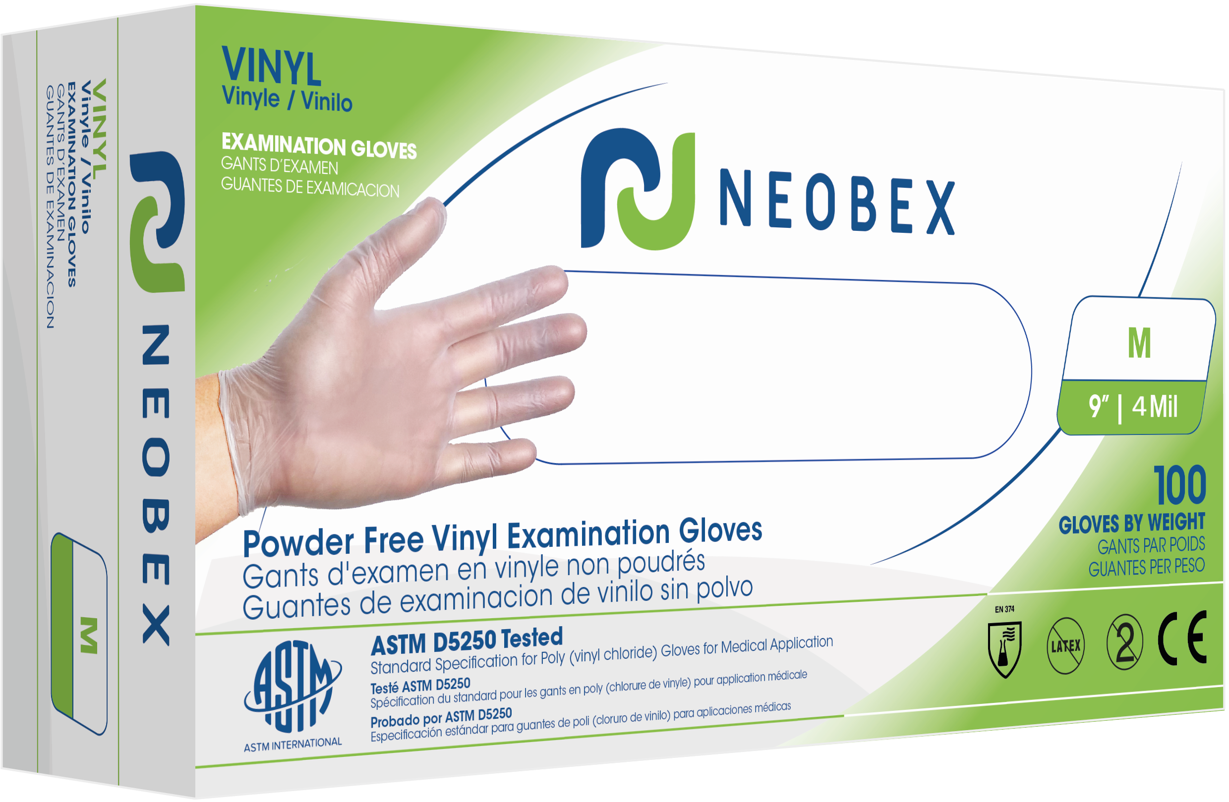 Neobex Examination vinyl glove Regular cuff Clear - BX/100