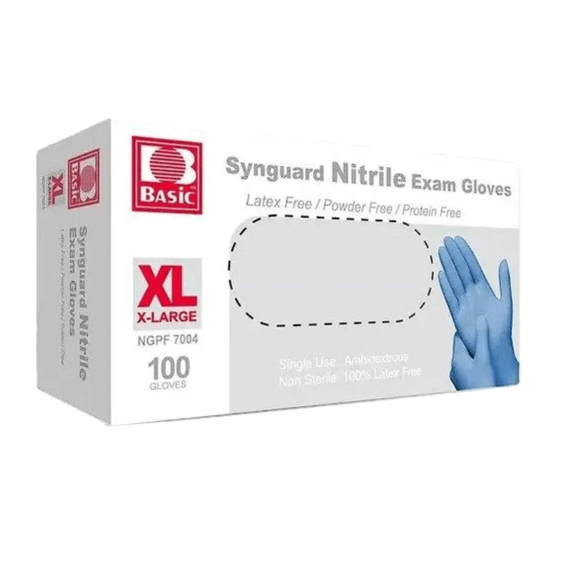 Glove examination nitrile synguard s/p n/s 9,5" blue - BX/100