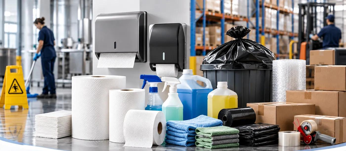Produits nettoyants, sacs à déchets, microfibres et emballages